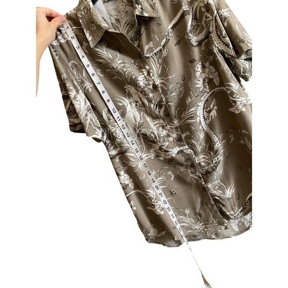 Anine Bing Bruni Tropical Print Shirt Sz XS Short Sleeve Button Down Green White - Picture 5 of 8